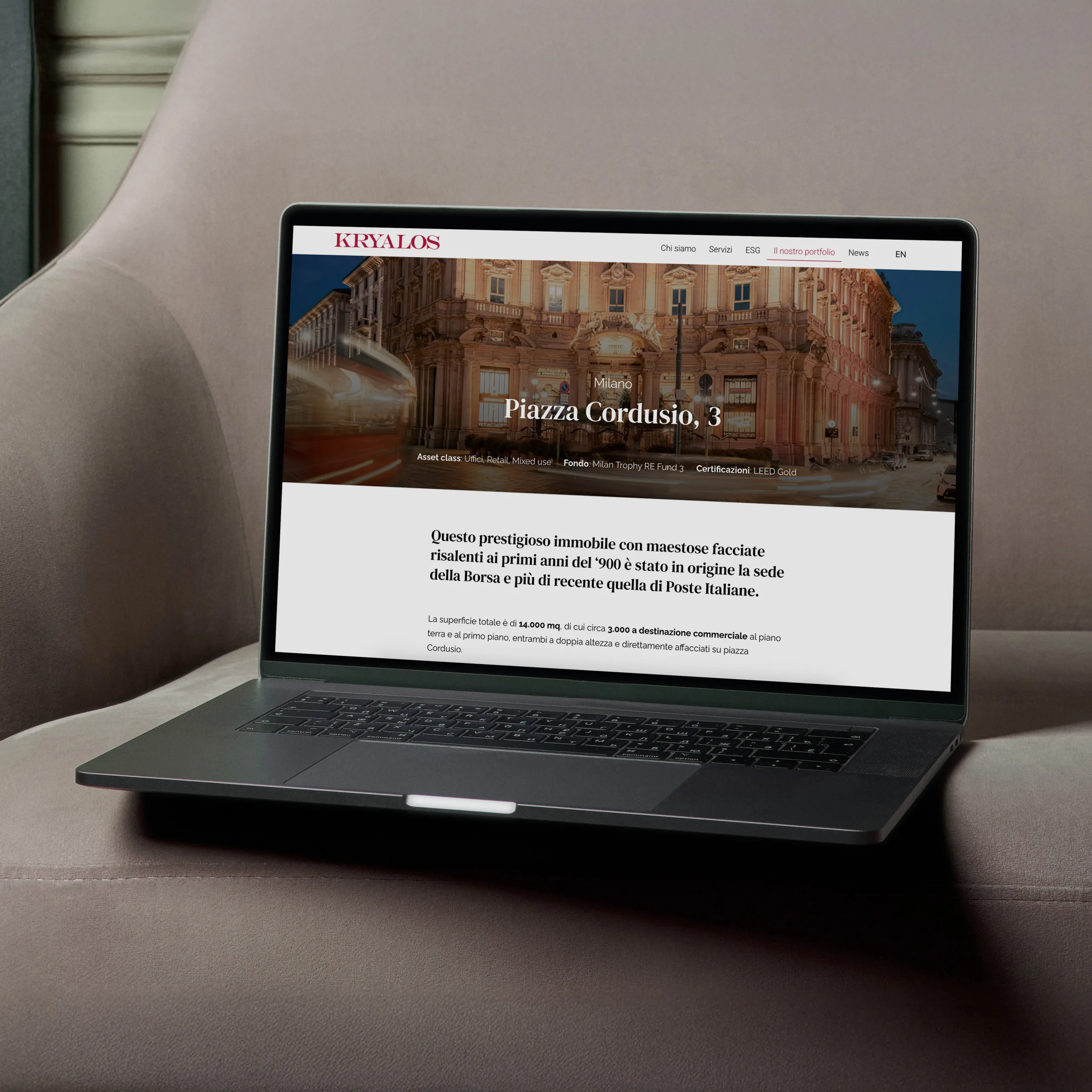 Il sito di Kryalos Sgr come appare su Mac